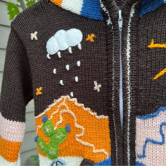 Handmade Little Kids’ Embroidery Appliqué Colorful Zip Hooded Cardigan 3T - Picture 5 of 9